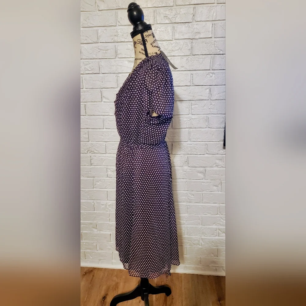 NWT JBS women plum polka dot midi dress size 14 W - Picture 2 of 11